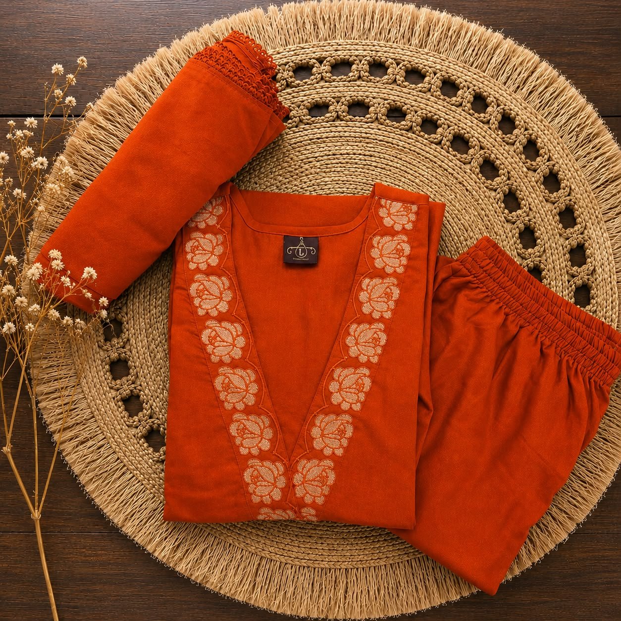 TSC 123 Embroidered Cotton Kurta Set with Dupatta - Image 7