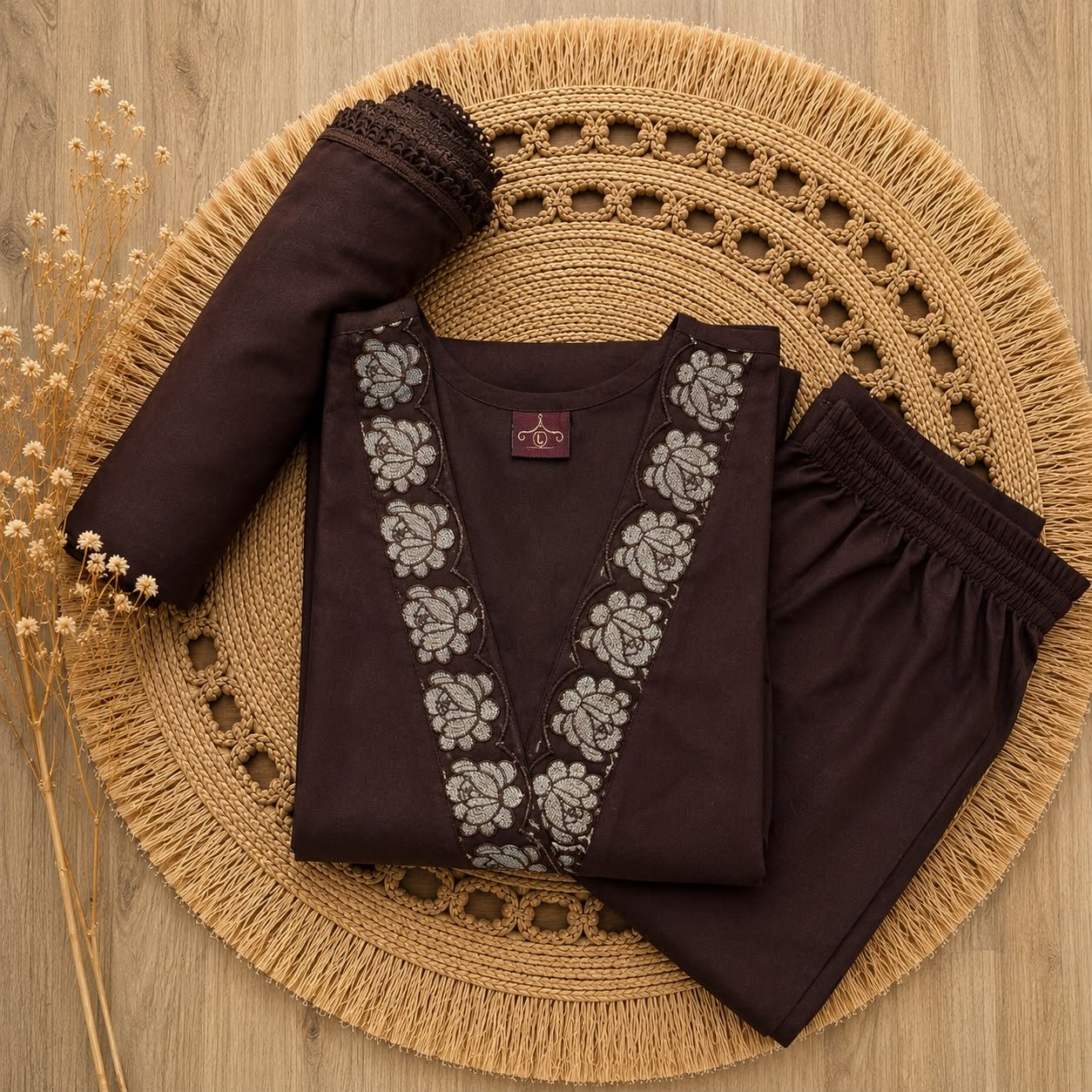 TSC 123 Embroidered Cotton Kurta Set with Dupatta - Image 6