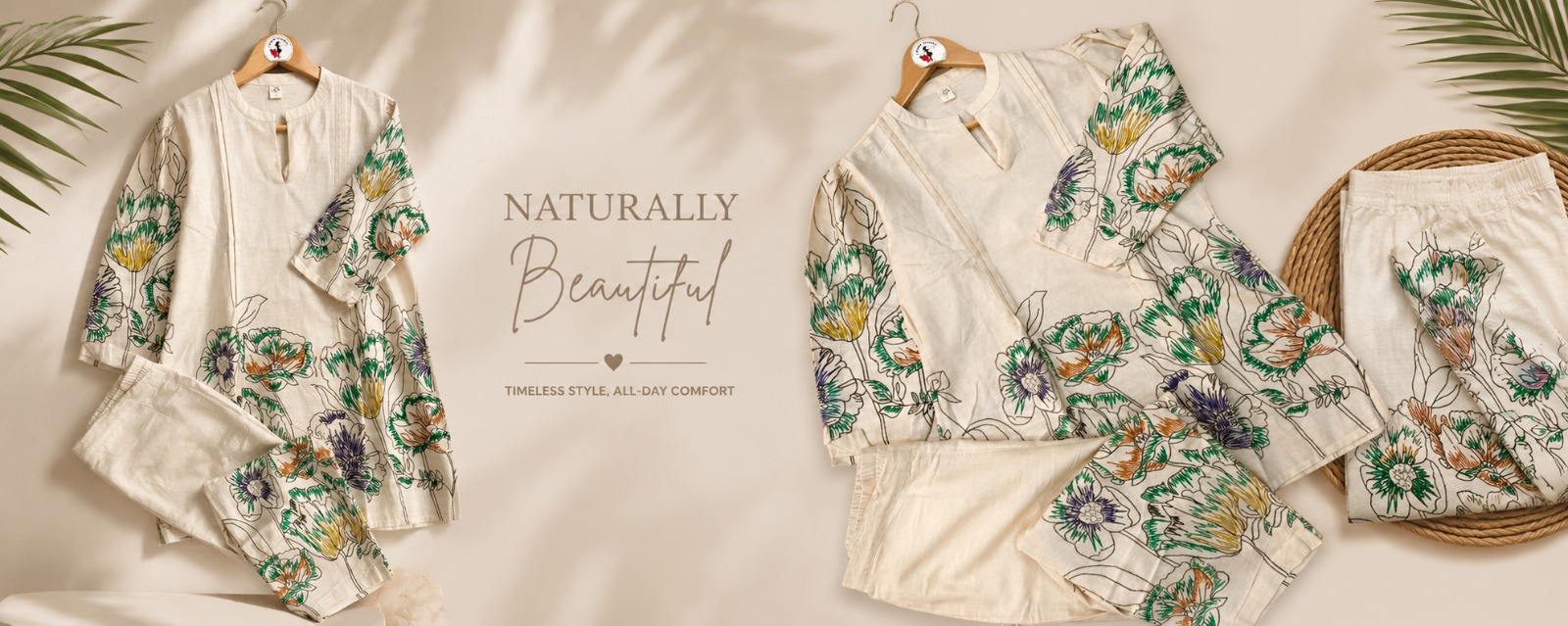 Naturally Beautiful — white floral pure cotton co-ord