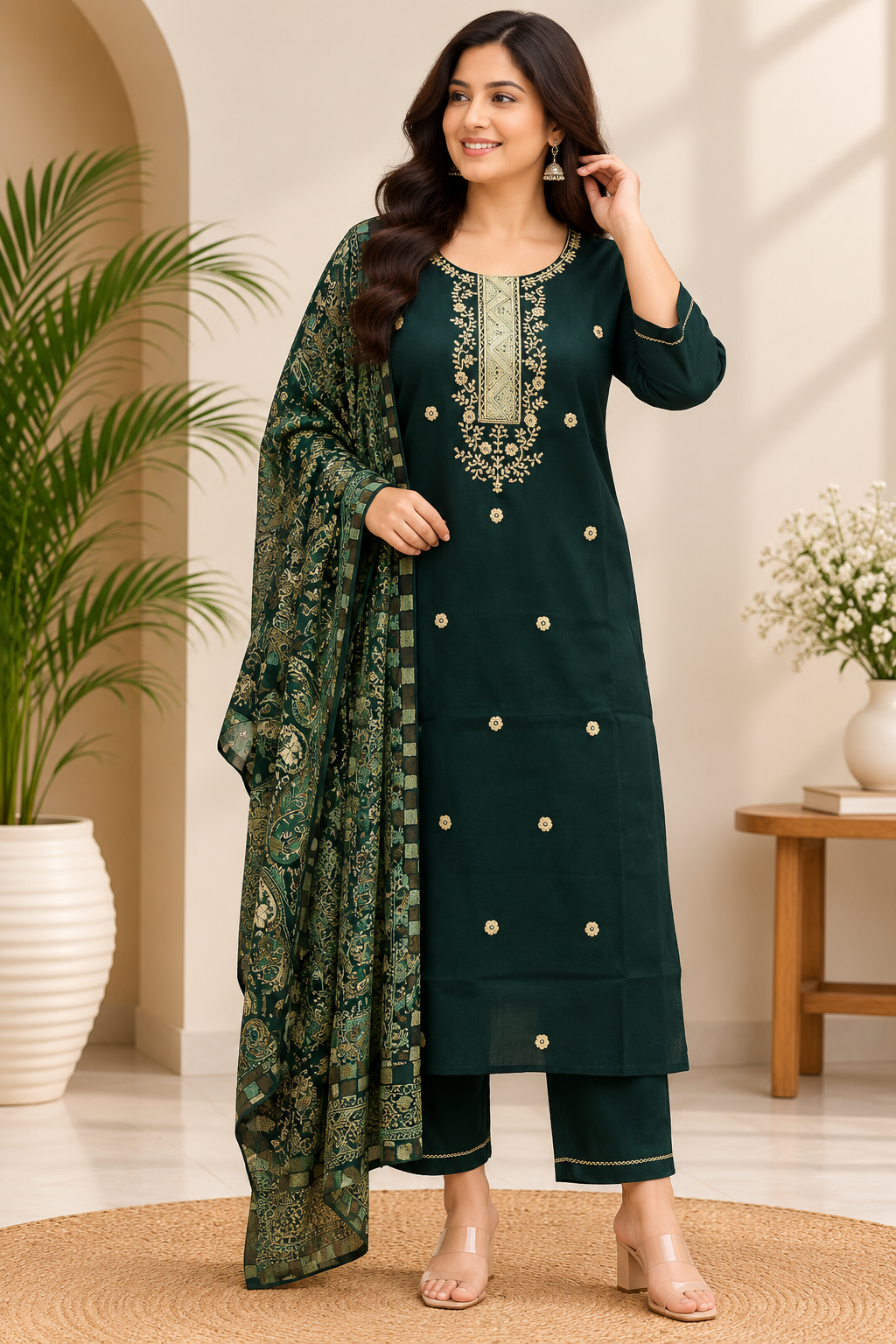 TSC 580 Roman Silk Embroidered and Sequin Work 3PC Suit - view 3