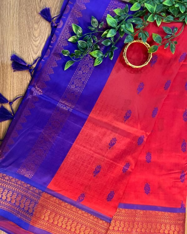 TSC 501 Premium Soft Silk Cotton Saree Contrast Blouse Pc