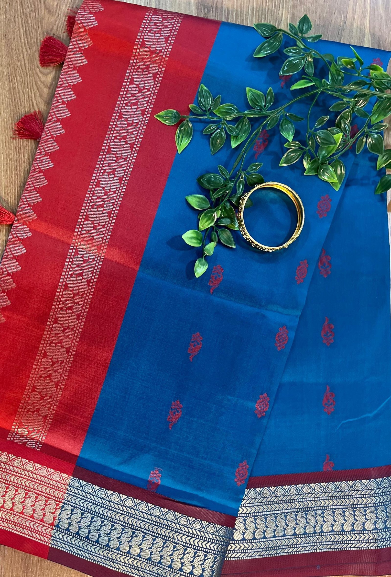 TSC 501 Premium Soft Silk Cotton Saree Contrast Blouse Pc - view 2