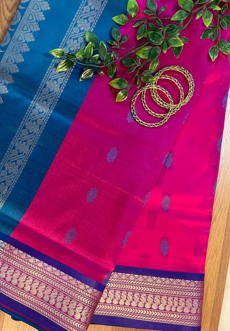 TSC 501 Premium Soft Silk Cotton Saree Contrast Blouse Pc - view 3