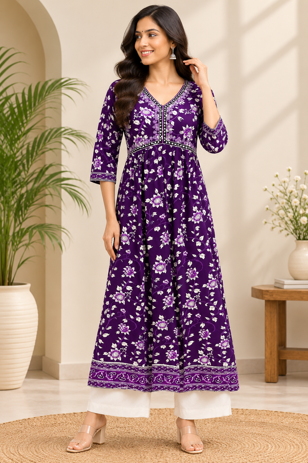 TSC 560 Stylish & Elegant Anarkali dress kurti Casual Cotton Fabric (Kurti only)